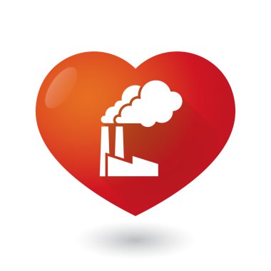 Bir fabrika ile kalp simgesi