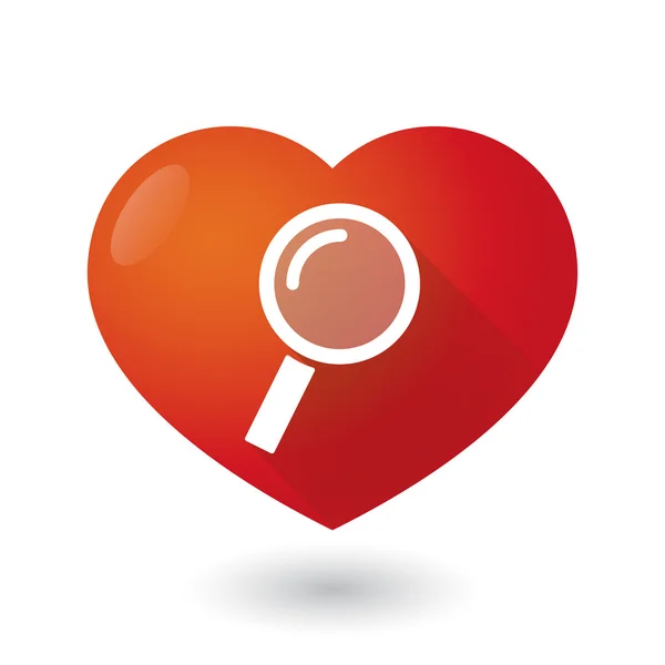 Icona del cuore con lente d'ingrandimento — Vettoriale Stock