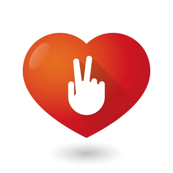 Icône de coeur avec une main de victoire — Image vectorielle