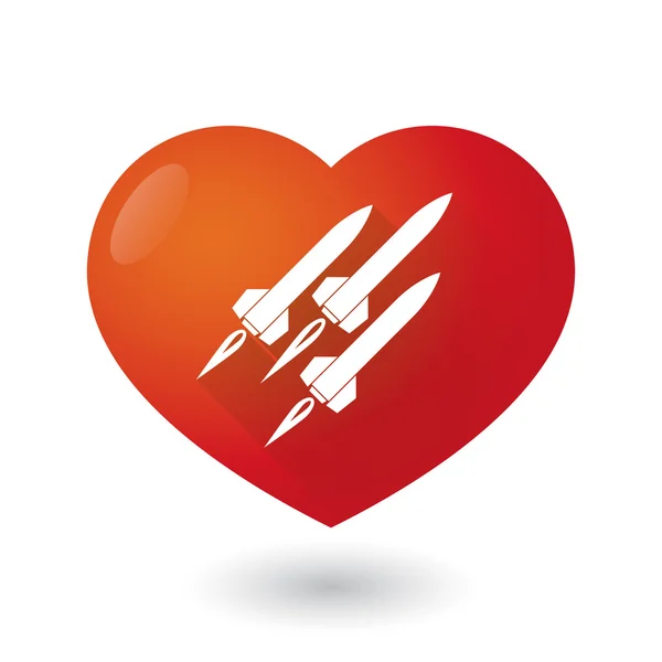 Heart icon with missiles — Stock Vector