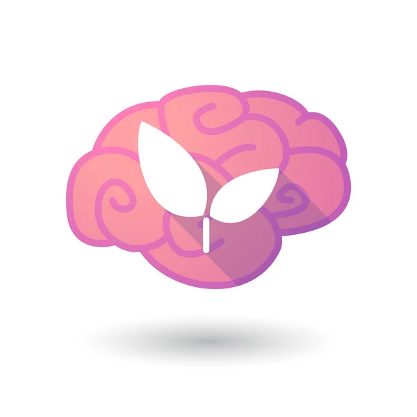 Icono del cerebro con una planta — Vector de stock