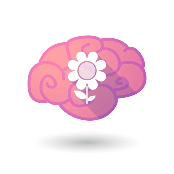 Icône du cerveau avec une fleur — Image vectorielle