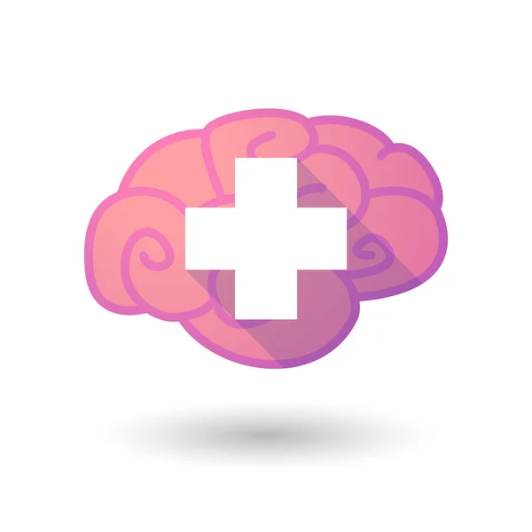 Icono del cerebro con un signo de farmacia — Vector de stock