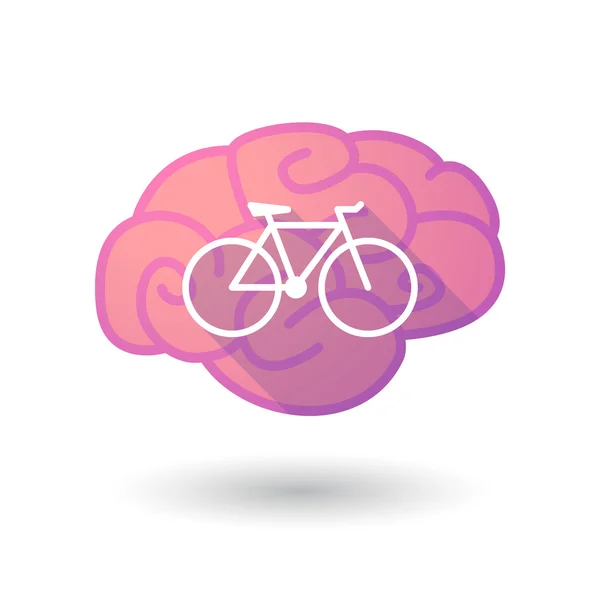 Icono del cerebro con una bicicleta — Vector de stock