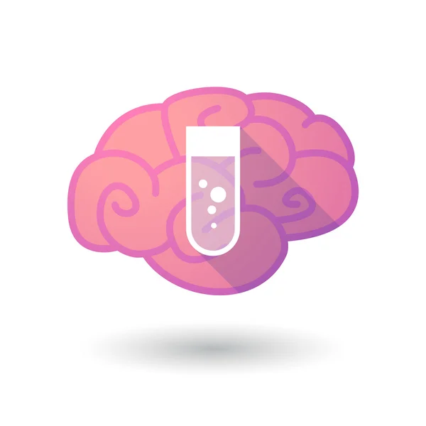 Icona del cervello con una provetta chimica — Vettoriale Stock