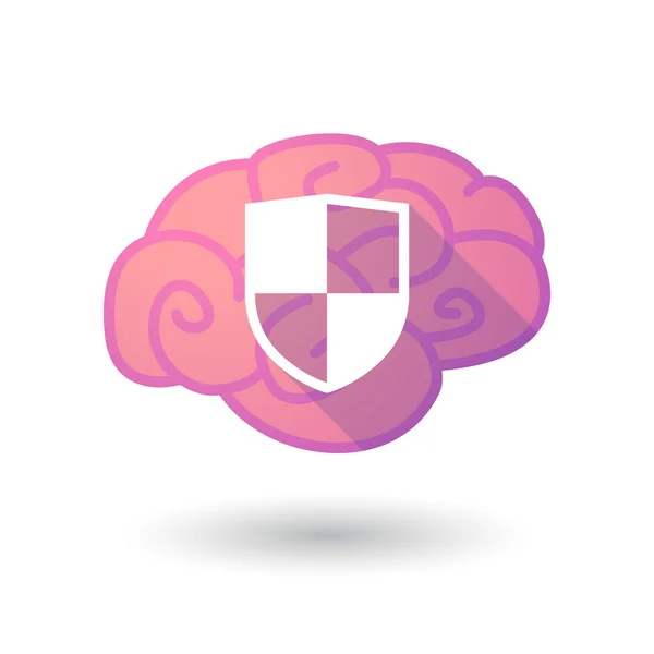 Icono del cerebro con un escudo — Vector de stock