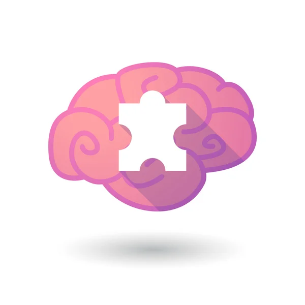 Icono del cerebro con una pieza del rompecabezas — Vector de stock
