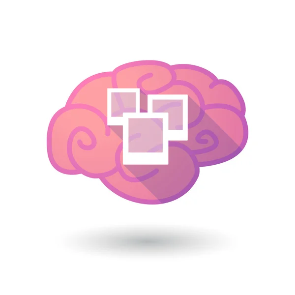 Icono del cerebro con un montón de fotos — Vector de stock