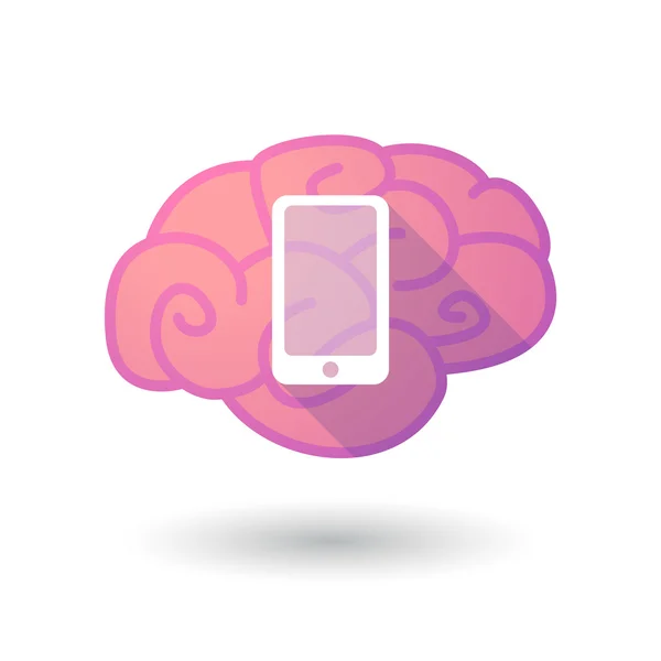 Icono del cerebro con un teléfono inteligente — Vector de stock