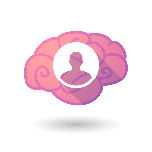 Icono del cerebro con un avatar masculino — Vector de stock