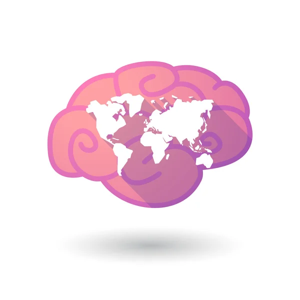 Brain icon with a world map — Stock Vector