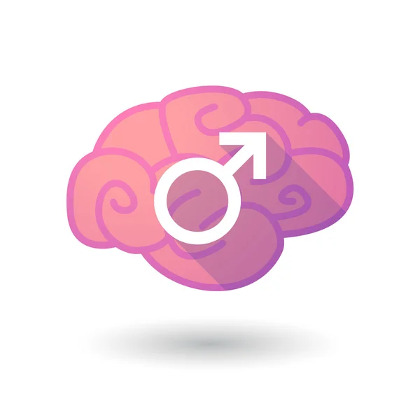 Icono del cerebro con un signo masculino — Vector de stock