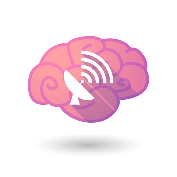 Icono cerebral con una antena parabólica — Vector de stock