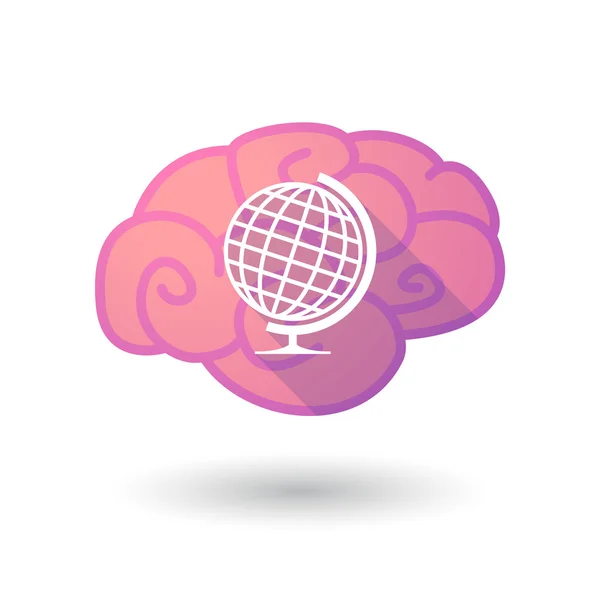 Icono del cerebro con un mundo — Vector de stock