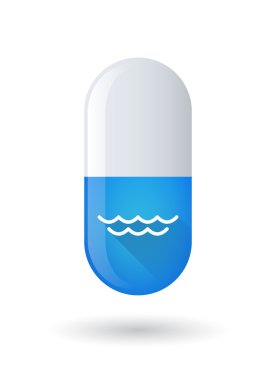 Bir su işareti simgesiyle mavi hap