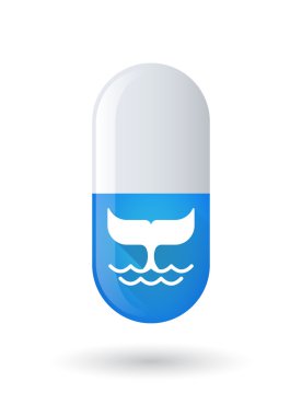 Bir balina kuyruğu ile mavi hap simgesi