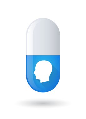 Erkek bir kafa ile mavi hap simgesi