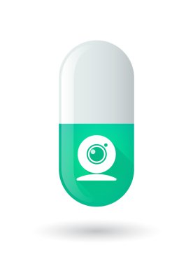 Bir web kamerası ile yeşil hap simgesi
