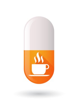Orange pill icon with a coffee mug clipart