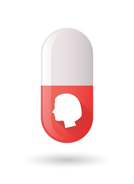 Kadın bir kafa ile kırmızı hapı simgesi