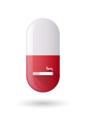 Bir sigara ile kırmızı hapı simgesi