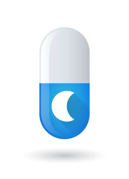 Blue pill icon with a moon — Stock Vector