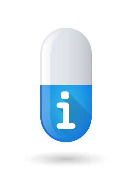 Blue pill icon with an info sign — Stock Vector