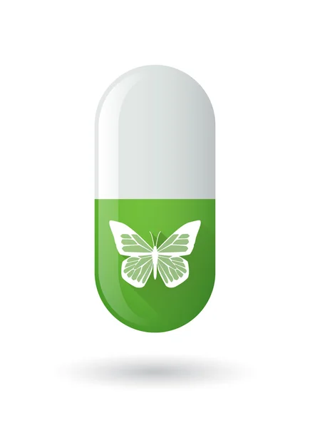 蝶と緑色の錠剤アイコン — ストックベクタ