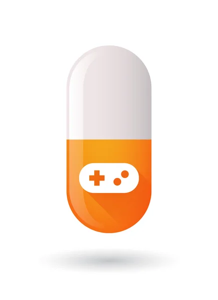 Orange pill icon with a game pad — Stock Vector