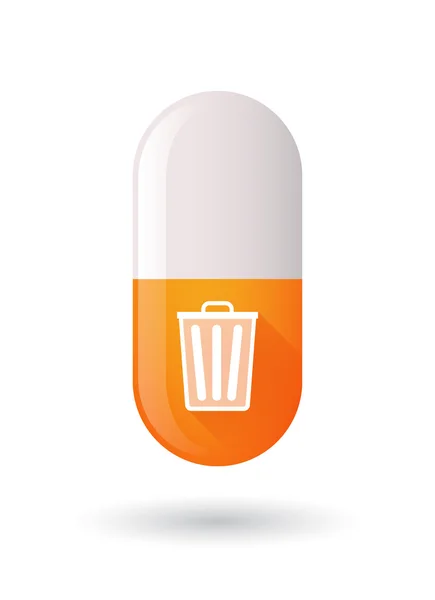 Icono de píldora naranja con un bote de basura — Archivo Imágenes Vectoriales