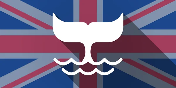 Icono de bandera del Reino Unido con cola de ballena — Vector de stock