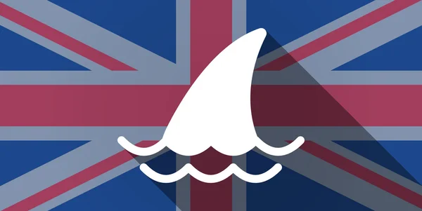 United Kingdom flag icon with a shark fin — Stock Vector