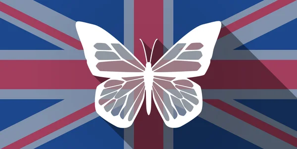 United Kingdom flag icon with a butterfly — Stock Vector