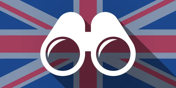 Icono de la bandera del Reino Unido con binoculares — Vector de stock