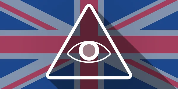 Vereinigtes Königreich Flagge Ikone mit einem allsehenden Auge — Stockvektor