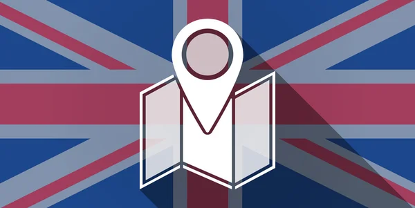 Reino Unido icono de la bandera con un mapa — Vector de stock