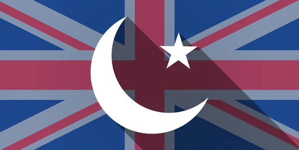 Velká Británie vlajka ikona se symbolem islámu — Stockový vektor