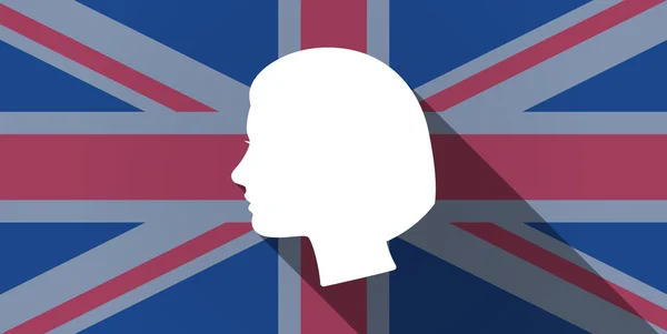 United Kingdom flag icon with a female head — Stock Vector