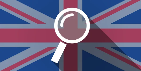 Icono de bandera del Reino Unido con lupa — Vector de stock