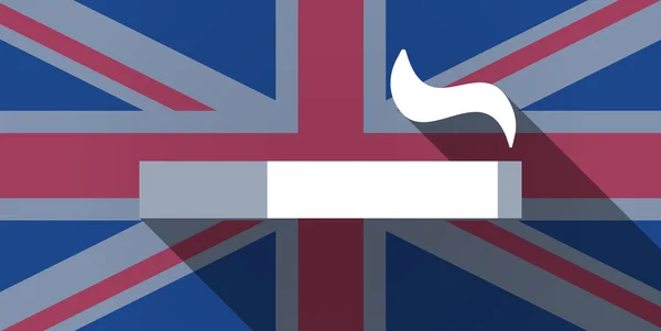 Icono de la bandera del Reino Unido con un cigarrillo — Vector de stock