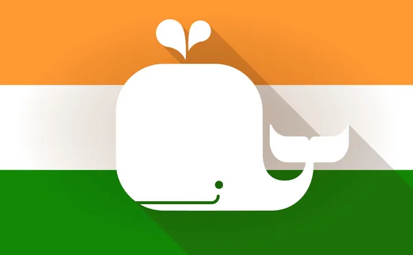 Bir balina ile Hindistan bayrağı simgesi — Stok Vektör