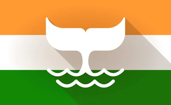 Het pictogram van de vlag van India met de staart van een walvis — Stockvector