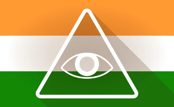 Icono de la bandera de India con un ojo que todo lo ve — Vector de stock