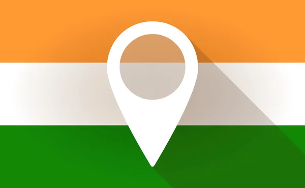 Het pictogram van de vlag van India met een kaart-Merkteken — Stockvector