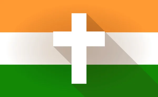 Icono de bandera de India con una cruz — Vector de stock