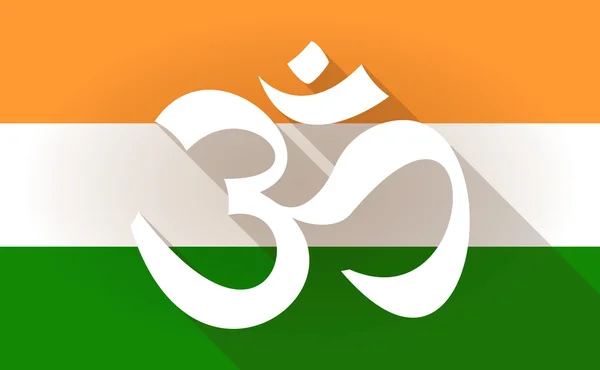 Icono de la bandera de India con un signo om — Vector de stock