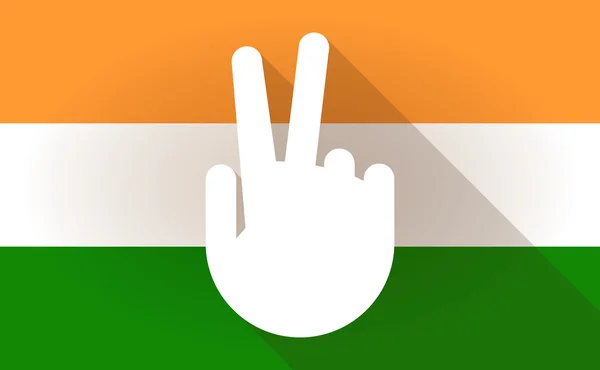 印度国旗图标与胜利手势 — 图库矢量图片