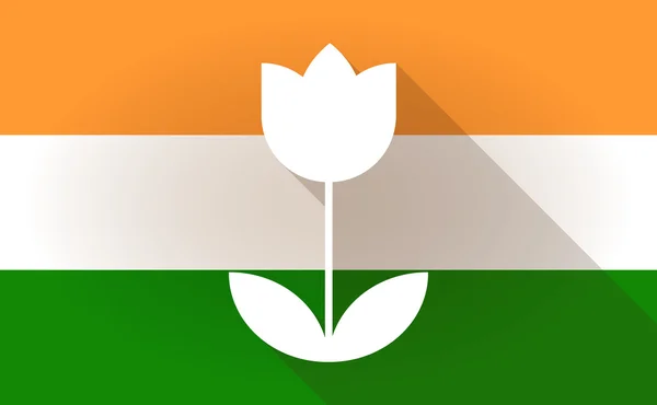 Icono de la bandera de India con un tulipán — Vector de stock