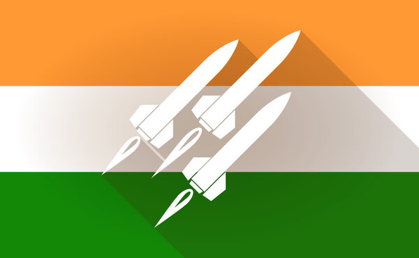 India flag icon with missiles