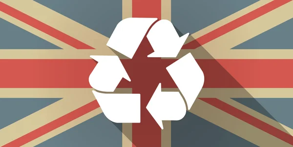 Icono de bandera del Reino Unido con un cartel de reciclaje — Vector de stock